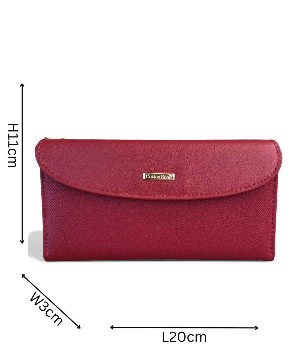 Cotton Road Wallet: Large RED PU Leather Wallet with CLIP