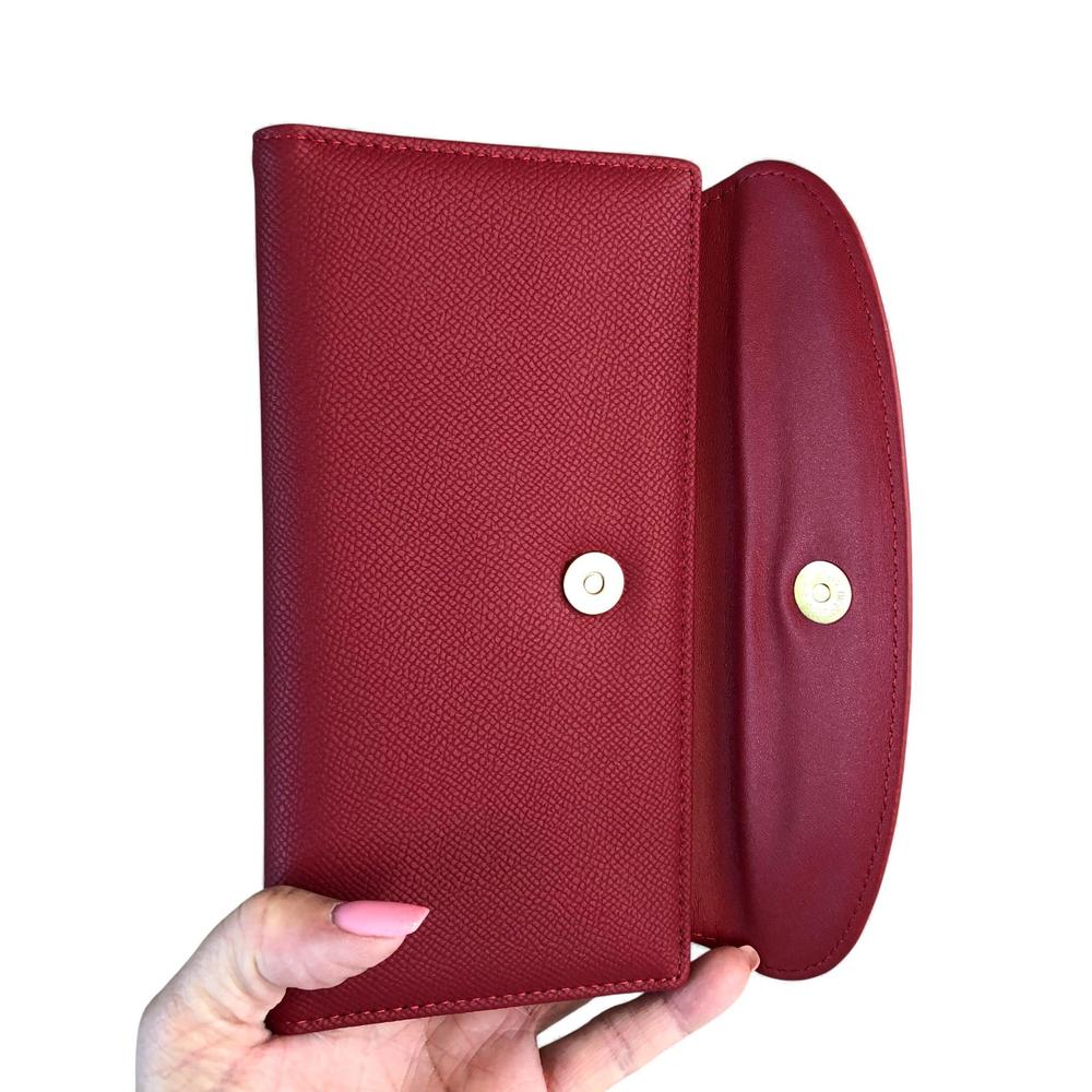 Cotton Road Wallet: Large RED PU Leather Wallet with CLIP