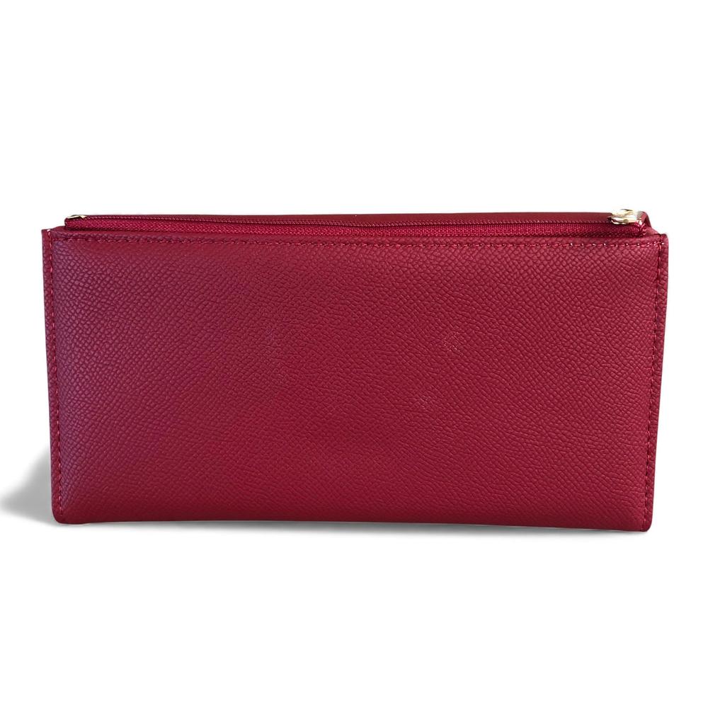 Cotton Road Wallet: Large RED PU Leather Wallet with CLIP
