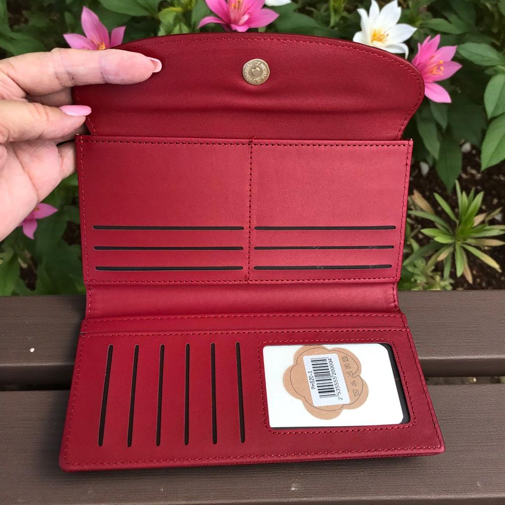 Cotton Road Wallet: Large RED PU Leather Wallet with CLIP