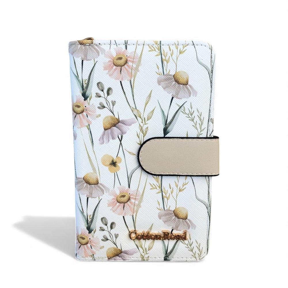 Cotton Road Wallet: Medium IVORY FLORAL PU Leather Wallet