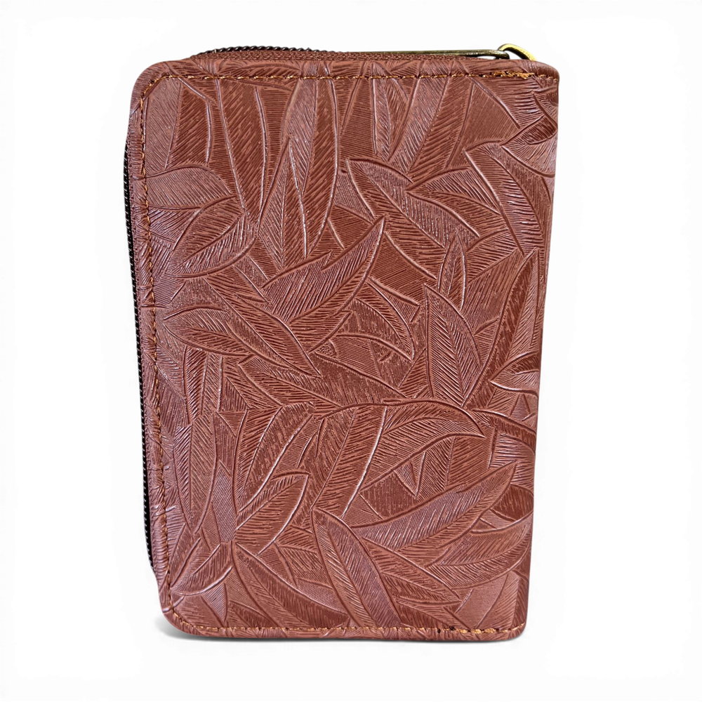 Cotton Road Wallet: Small BROWN Patterned PU Leather with CLIP