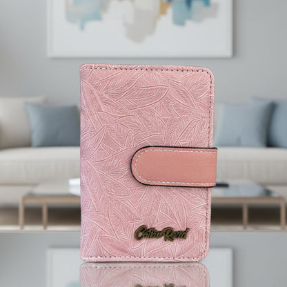 Cotton Road Wallet: Small PINK Patterned PU Leather with CLIP