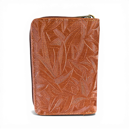 Cotton Road Wallet: Small TAN Patterned PU Leather with CLIP