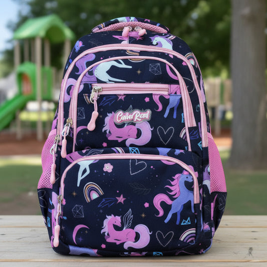 Cotton Road 2-Piece Backpack Set: PINK UNICORN Canvas Kids Backpack with matching Pencil Case
