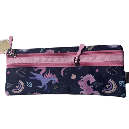 Cotton Road 2-Piece Backpack Set: PINK UNICORN Canvas Kids Backpack with matching Pencil Case FRONT VIEW