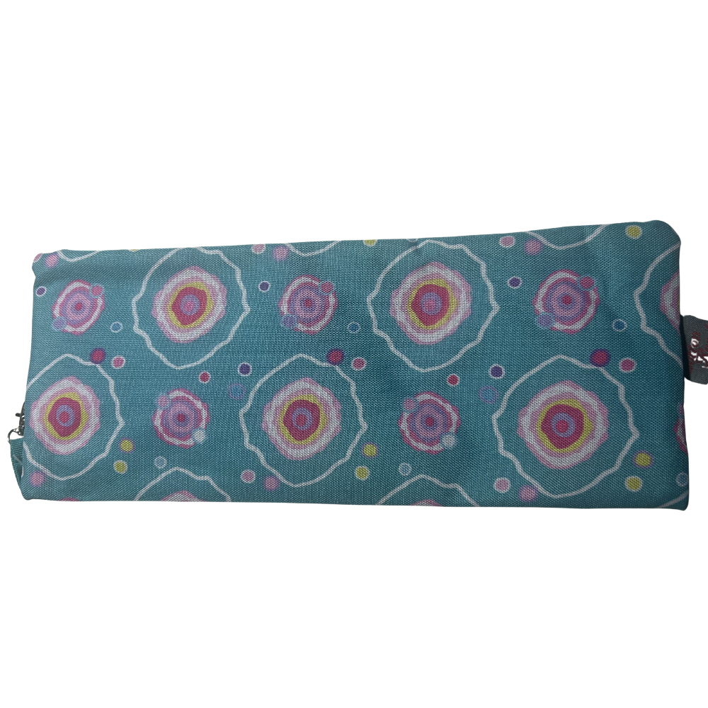 Cotton Road 2-Piece Backpack Set: TURQUOISE/ BLUE Canvas Backpack and matching PENCIL CASE BACK VIEW
