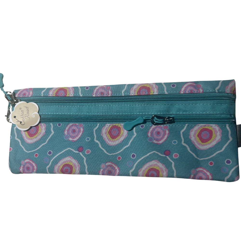Cotton Road 2-Piece Backpack Set: TURQUOISE/ BLUE Canvas Backpack and matching PENCIL CASE