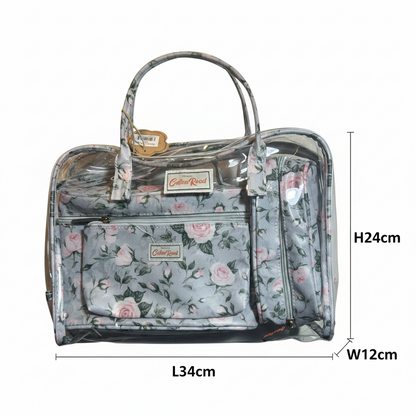 Cotton Road 4-Piece Vanity Set: GREY/ BLUE Set with pink Roses SIZE