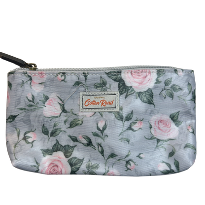 Cotton Road 4-Piece Vanity Set: GREY/ BLUE Set with pink Roses bag SMALL