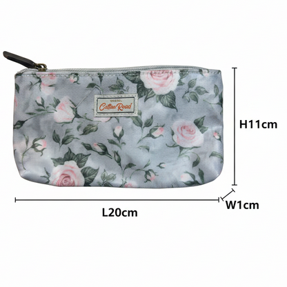 Cotton Road 4-Piece Vanity Set: GREY/ BLUE Set with pink Roses bag SMALL SIZE