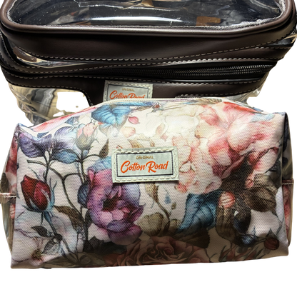 Cotton Road 4-Piece Vanity Set: PINK PVC Cosmetic Bag Set Bag with ROSES SET MEDIUM SECOND BAG