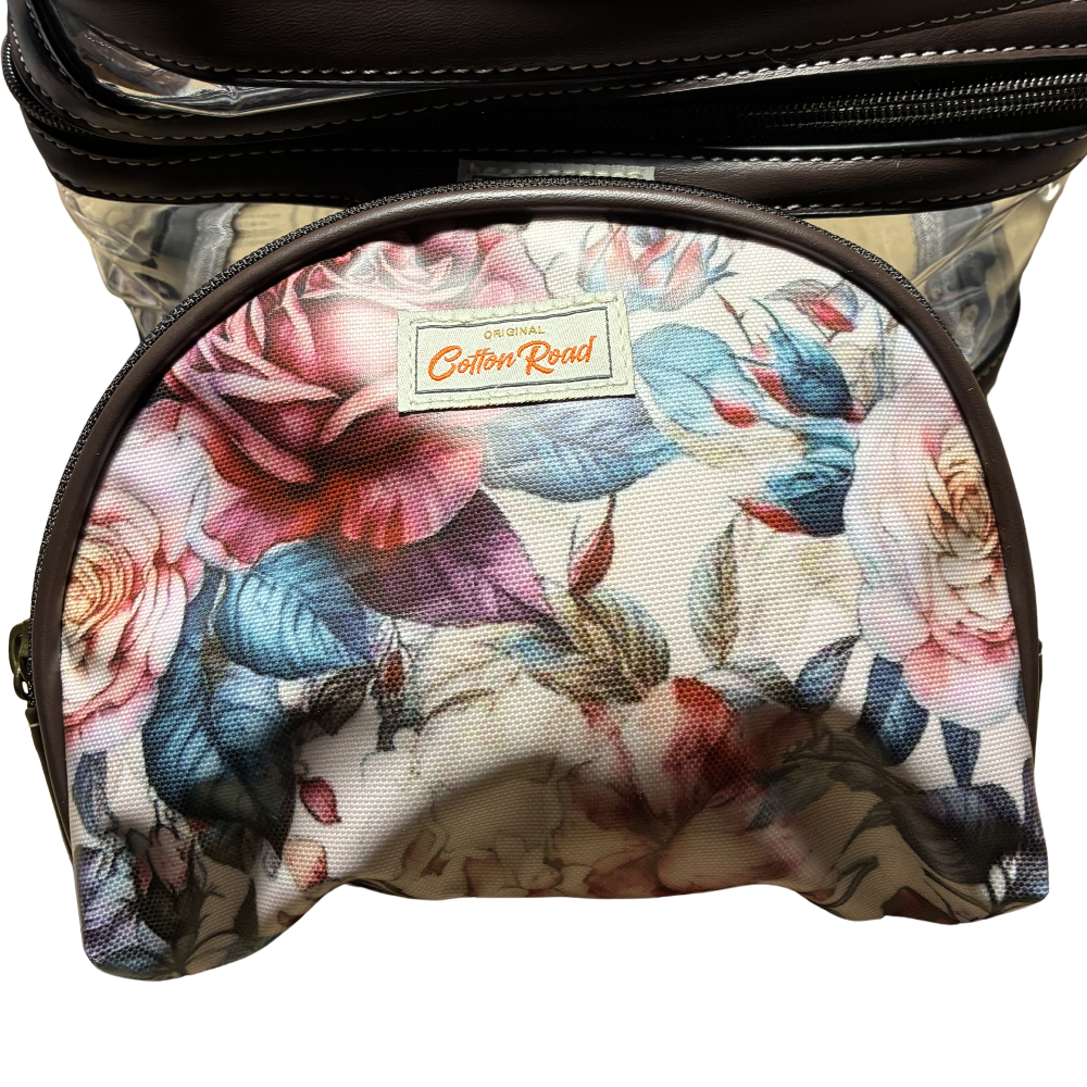 Cotton Road 4-Piece Vanity Set: PINK PVC Cosmetic Bag Set Bag with ROSES SET SMALLEST BAG