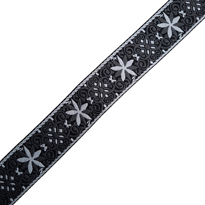 Cotton Road Adjustable Bag Strap: BLACK & WHITE Pattern with Logo Detail zoomed