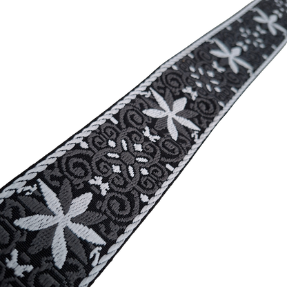 Cotton Road Adjustable Bag Strap: BLACK & WHITE Pattern with Logo Details