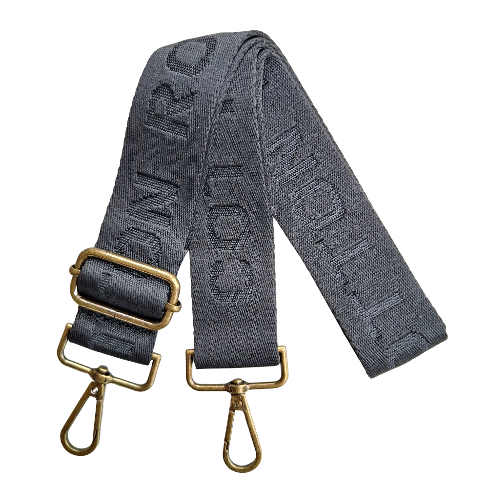 Cotton Road Adjustable Bag Strap: CLASSIC BLACK Tonal Logo