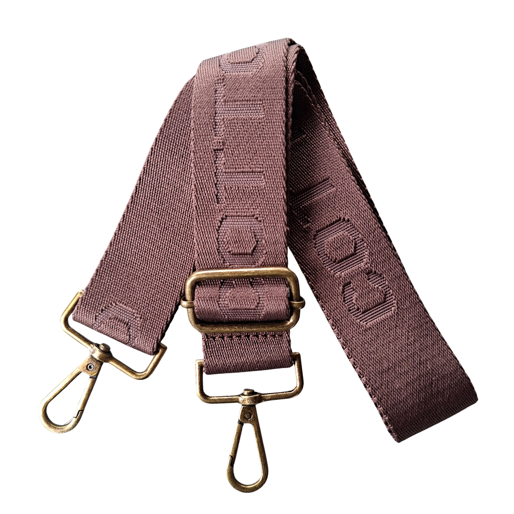 Cotton Road Adjustable Bag Strap: COFFEE BROWN Tonal Logo