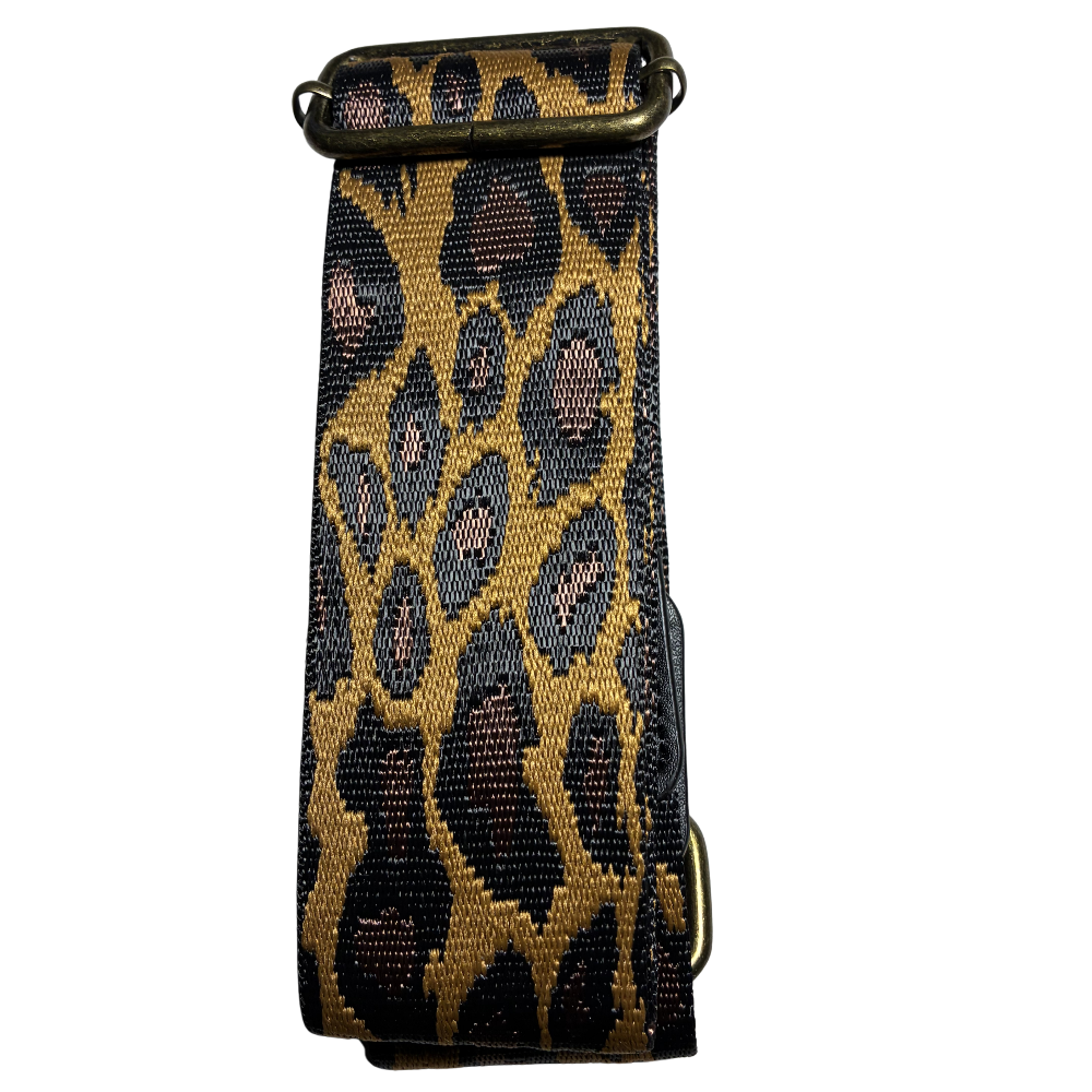 Cotton Road Adjustable Bag Strap: COFFEE BROWN YELLOW LEOPARD PRINT