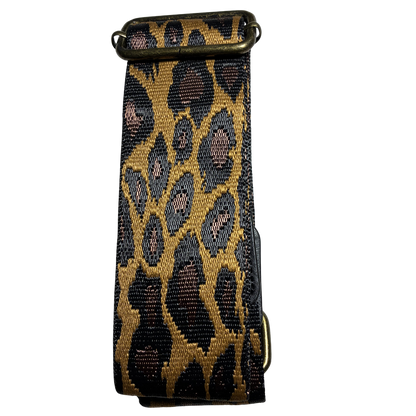 Cotton Road Adjustable Bag Strap: COFFEE BROWN YELLOW LEOPARD PRINT