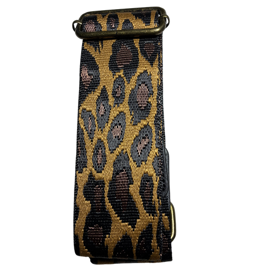 Cotton Road Adjustable Bag Strap: COFFEE BROWN YELLOW LEOPARD PRINT
