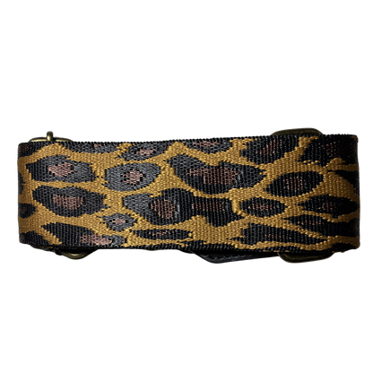 Cotton Road Adjustable Bag Strap: COFFEE BROWN YELLOW LEOPARD PRINT new