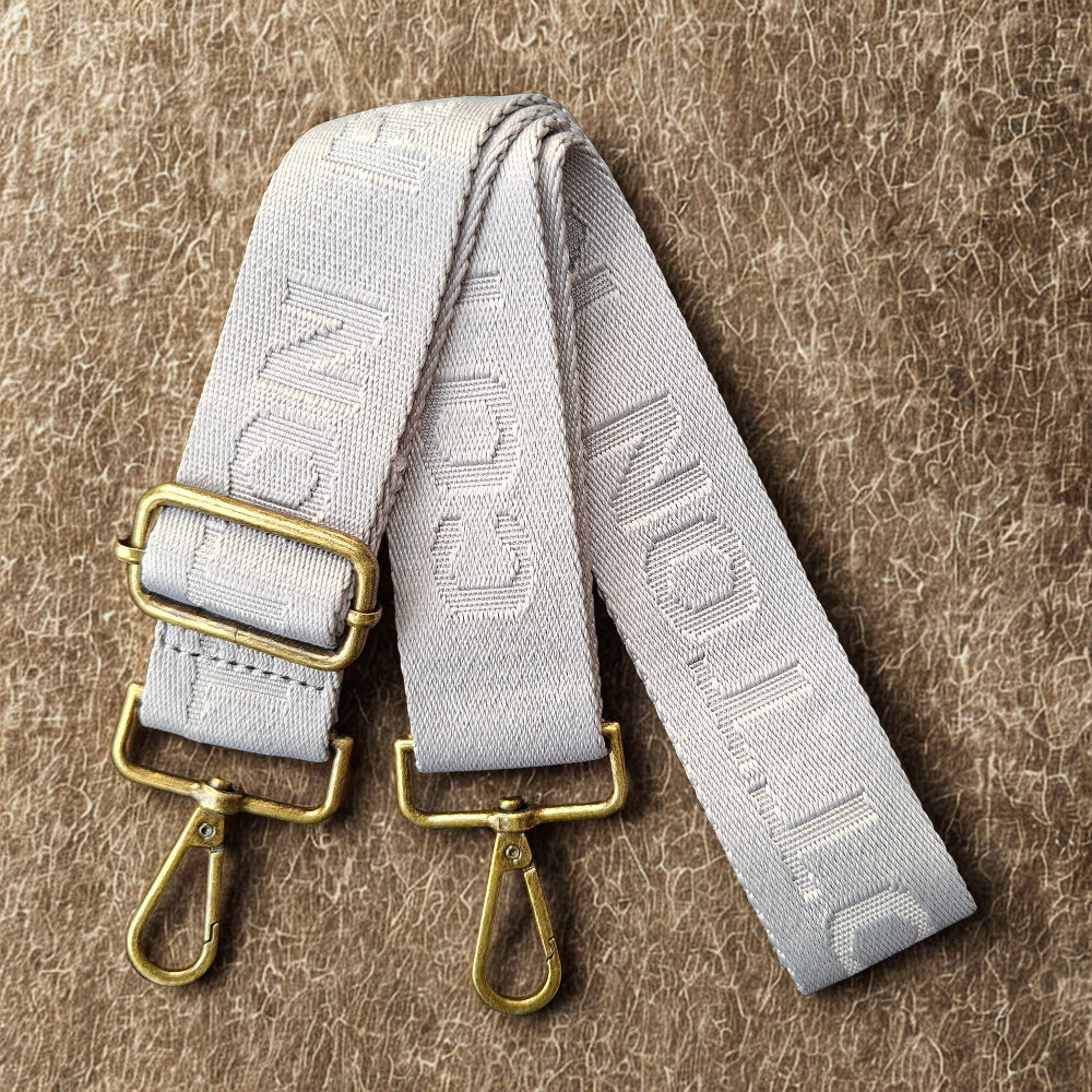Cotton Road Adjustable Bag Strap: SOFT GREY Tonal Logo