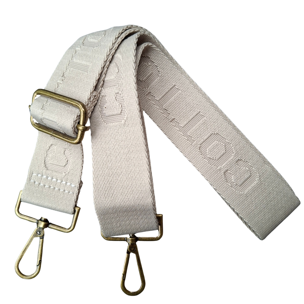 Cotton Road Adjustable Bag Strap: WARM BEIGE Tonal Logo
