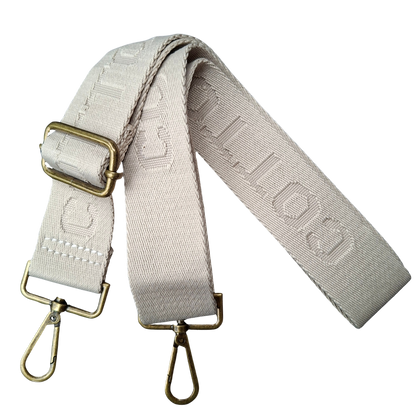 Cotton Road Adjustable Bag Strap: WARM BEIGE Tonal Logo