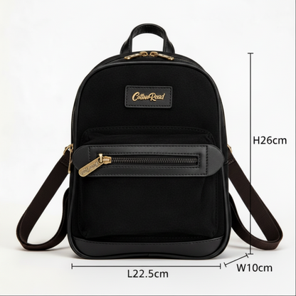 Cotton Road Backpack: BLACK Matte Suede PU Leather Mini Backpack SIZE