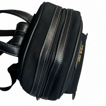 Cotton Road Backpack: BLACK Matte Suede PU Leather Mini Backpack TOP VIEW