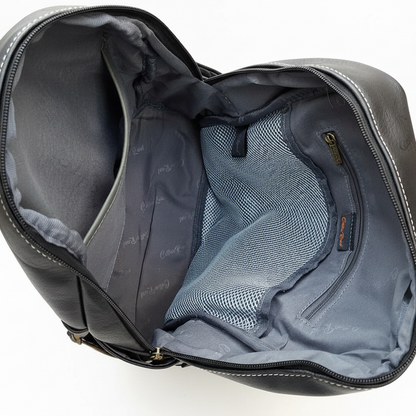 Cotton Road Backpack: BLACK PU Leather Vintage Style Backpack OPEN