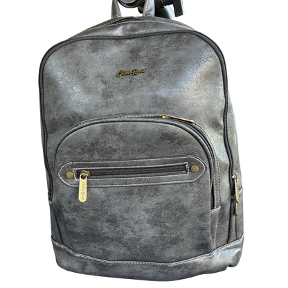 Cotton Road Backpack: CHARCOAL BLACK PU Leather Laptop Backpack