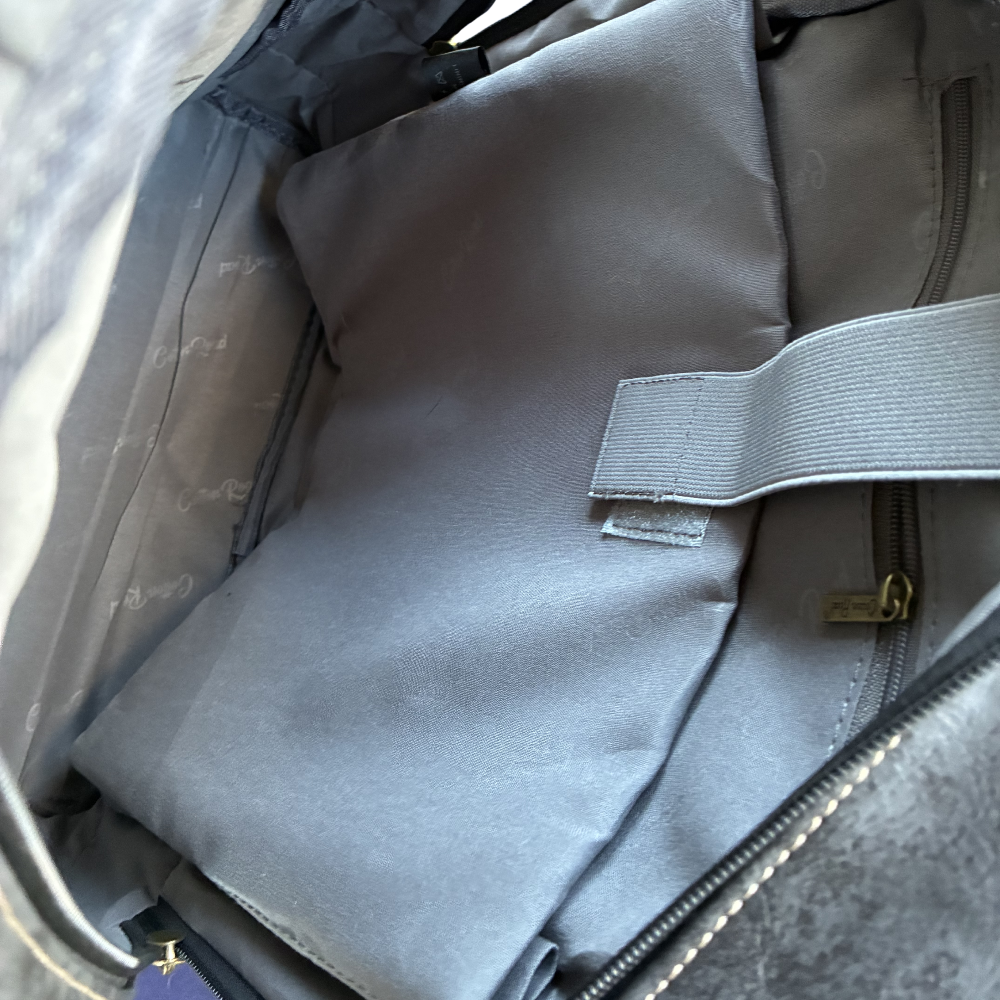Cotton Road Backpack: CHARCOAL BLACK PU Leather Laptop Backpack LAPTOP POCKET ZOOM