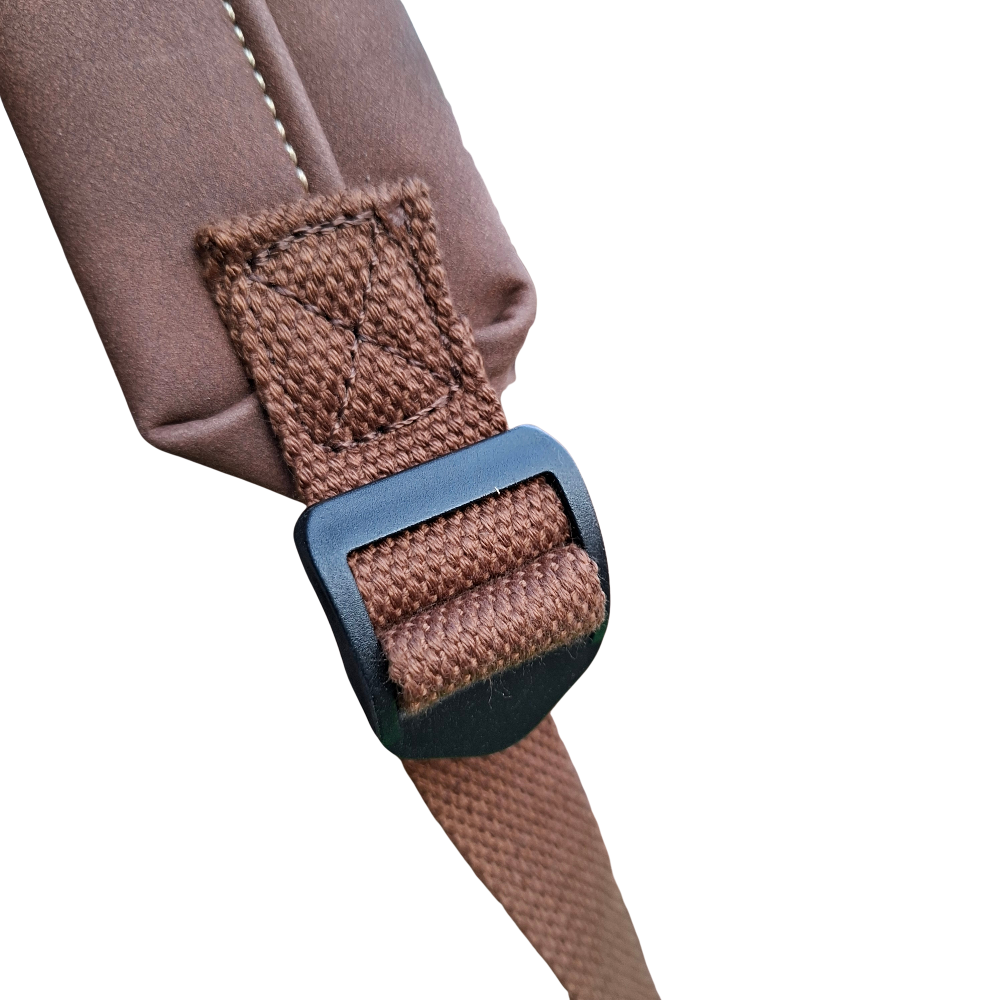 Cotton Road Backpack: COFFEE BROWN Suede-Style PU Leather with Embossed Print STRAP BUCKLE