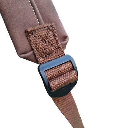 Cotton Road Backpack: COFFEE BROWN Suede-Style PU Leather with Embossed Print STRAP BUCKLE