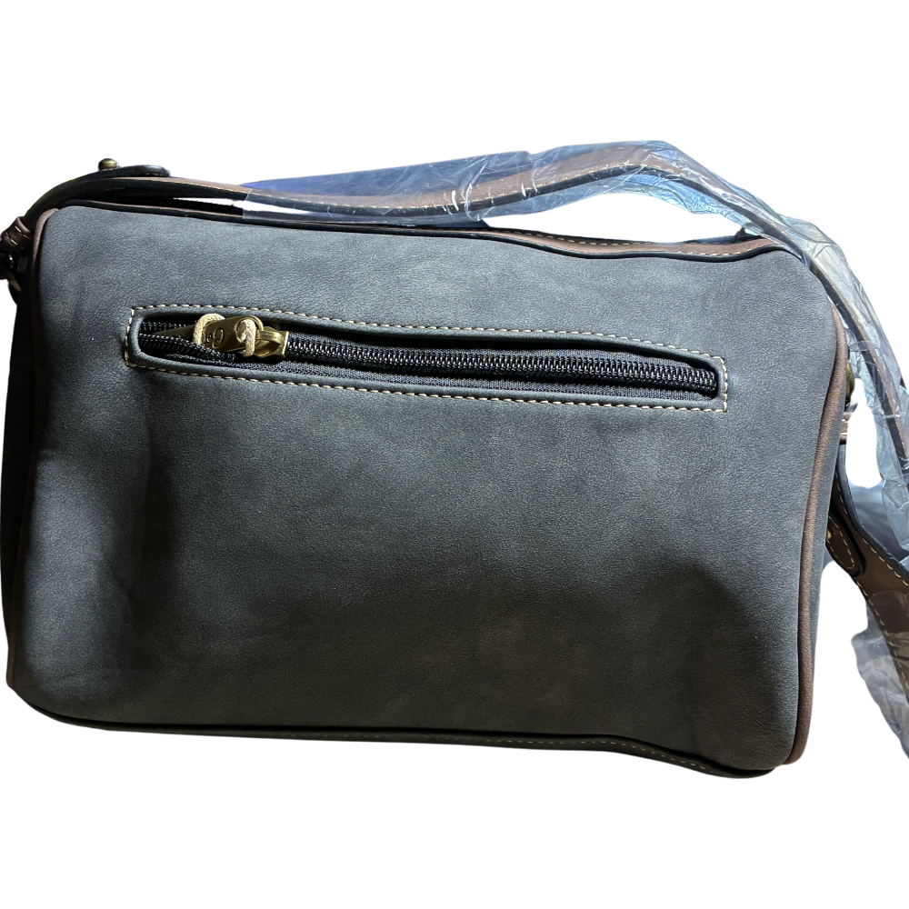 Cotton Road Barrel Sling Bag: BLACK Suede-Style PU Leather with Embossed Print BLACK