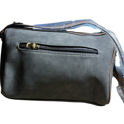 Cotton Road Barrel Sling Bag: BLACK Suede-Style PU Leather with Embossed Print BLACK