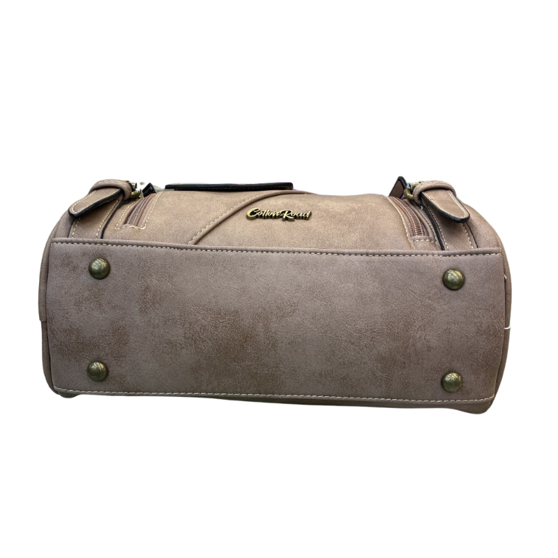 Cotton Road Barrel Sling Bag: PINK PU Leather CROSSBODY with branded strap BOTTOM