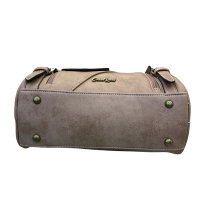 Cotton Road Barrel Sling Bag: PINK PU Leather CROSSBODY with branded strap BOTTOM