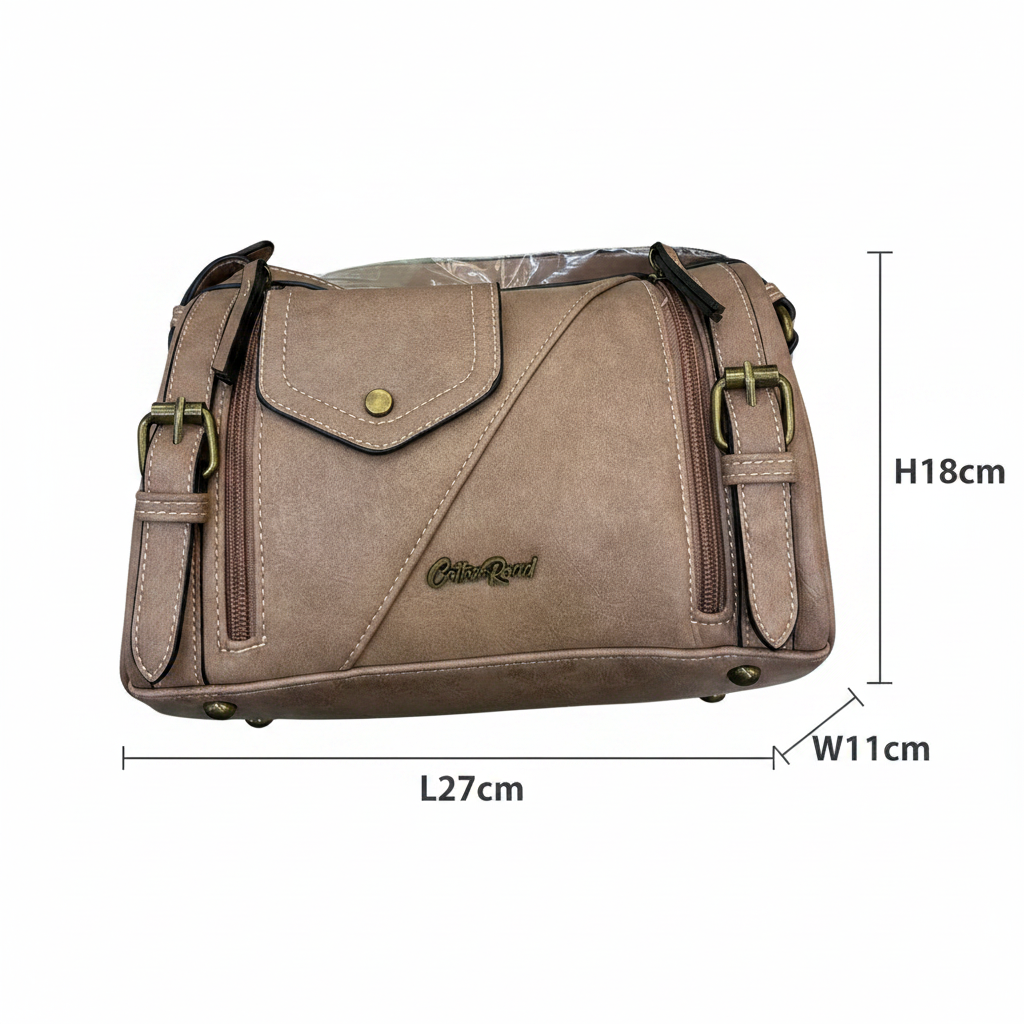 Cotton Road Barrel Sling Bag: PINK PU Leather CROSSBODY with branded strap SIZE