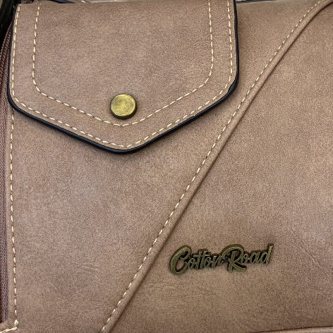 Cotton Road Barrel Sling Bag: PINK PU Leather CROSSBODY with branded strap ZOOM