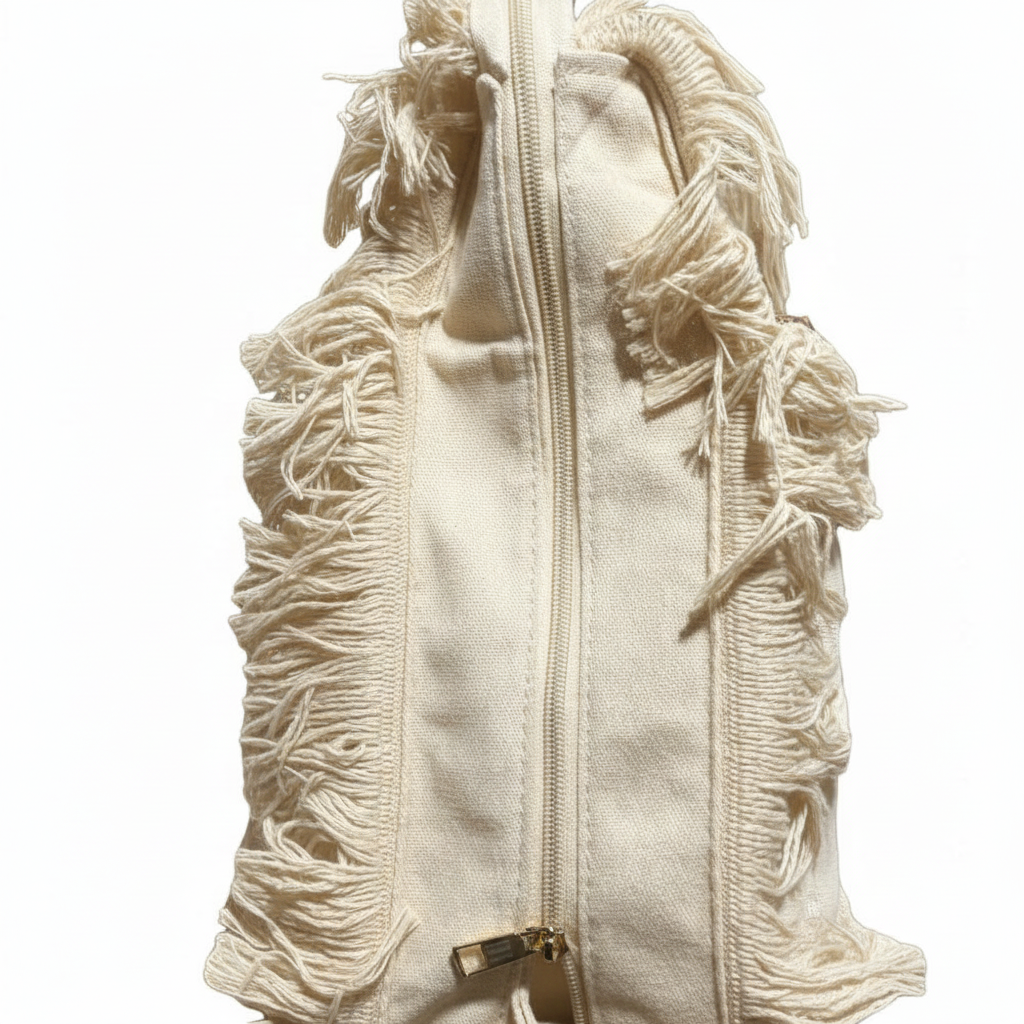 Cotton Road Beach Bag: CREAM WHITE PURE COTTON Branded Tapestry Tote TOP CLOSURE