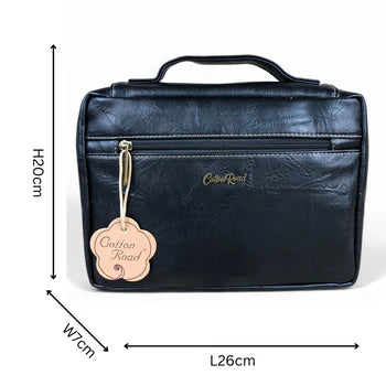 Cotton Road Bible Bag: BLACK PU Leather BIBLE Cover with handle size