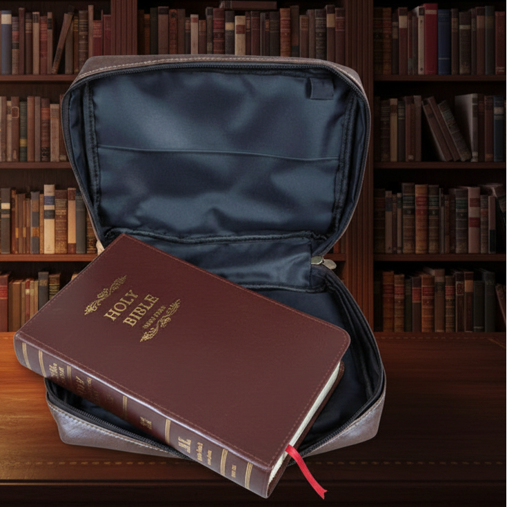 Cotton Road Bible Bag: COFFEE BROWN PU Leather BIBLE Cover with handle LIFESTYE