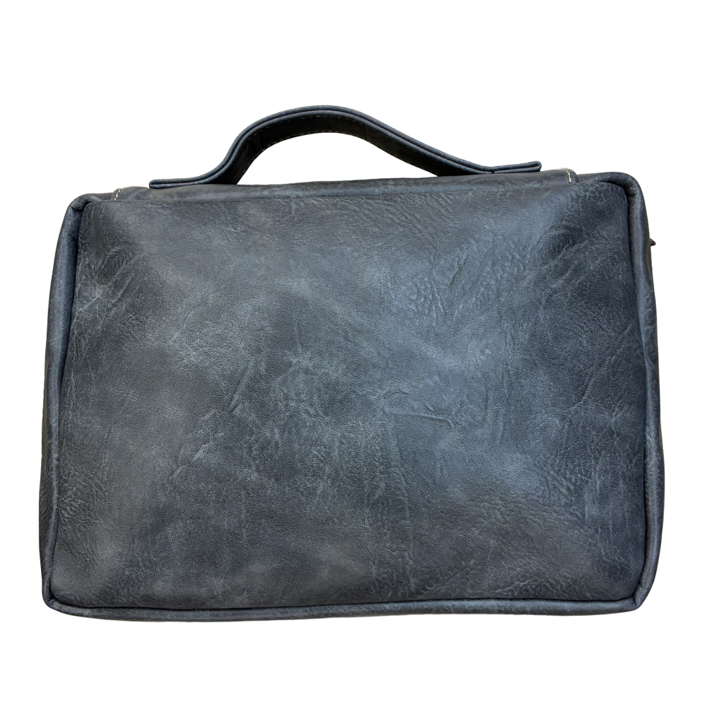 Cotton Road Bible Bag: GREY PU Leather BIBLE Cover with handle BACK