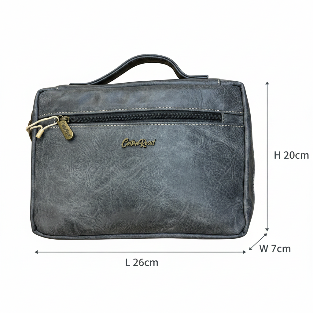 Cotton Road Bible Bag: GREY PU Leather BIBLE Cover with handle SIZE