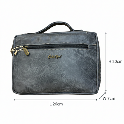 Cotton Road Bible Bag: GREY PU Leather BIBLE Cover with handle SIZE