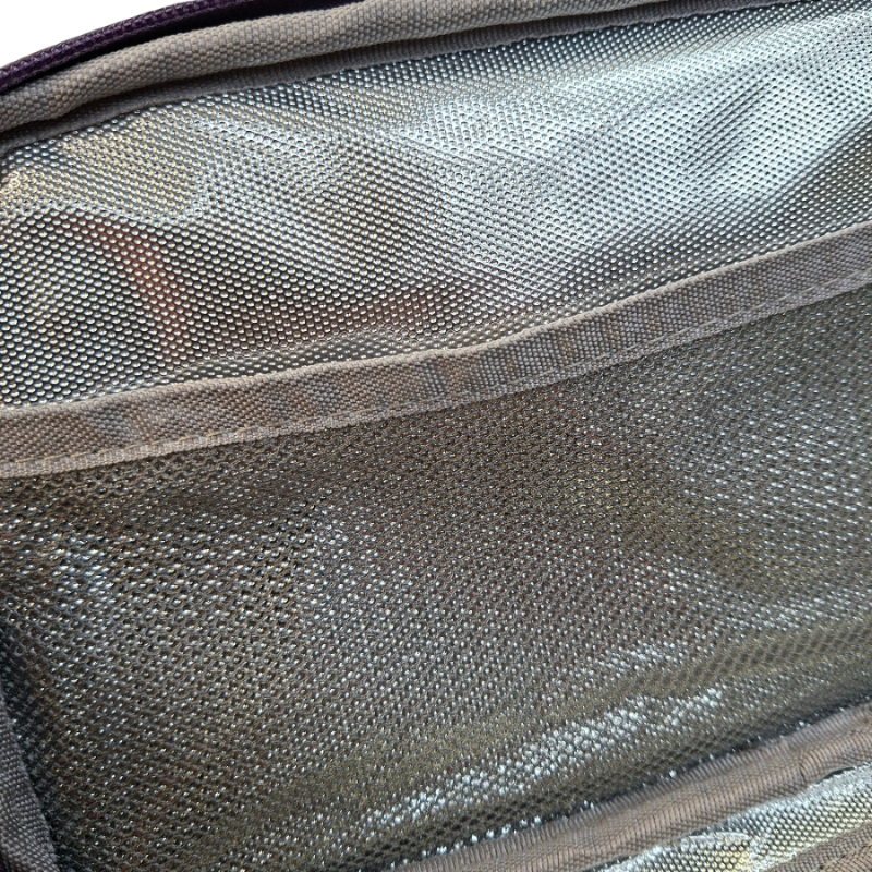 Cotton Road Cooler Bag: PURPLE PVC Insulated Lunch Box with ROSES  INSIDE