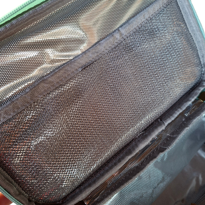 Cotton Road Cooler Bag: TURQUOISE PVC Insulated Lunch Box with DAISIES INNER NETTING POCKET
