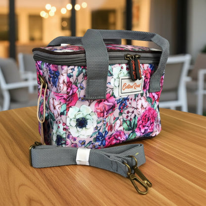 Cotton Road Cooler: PINK PVC Lunch Box Cooler Bag with FLOWERS
